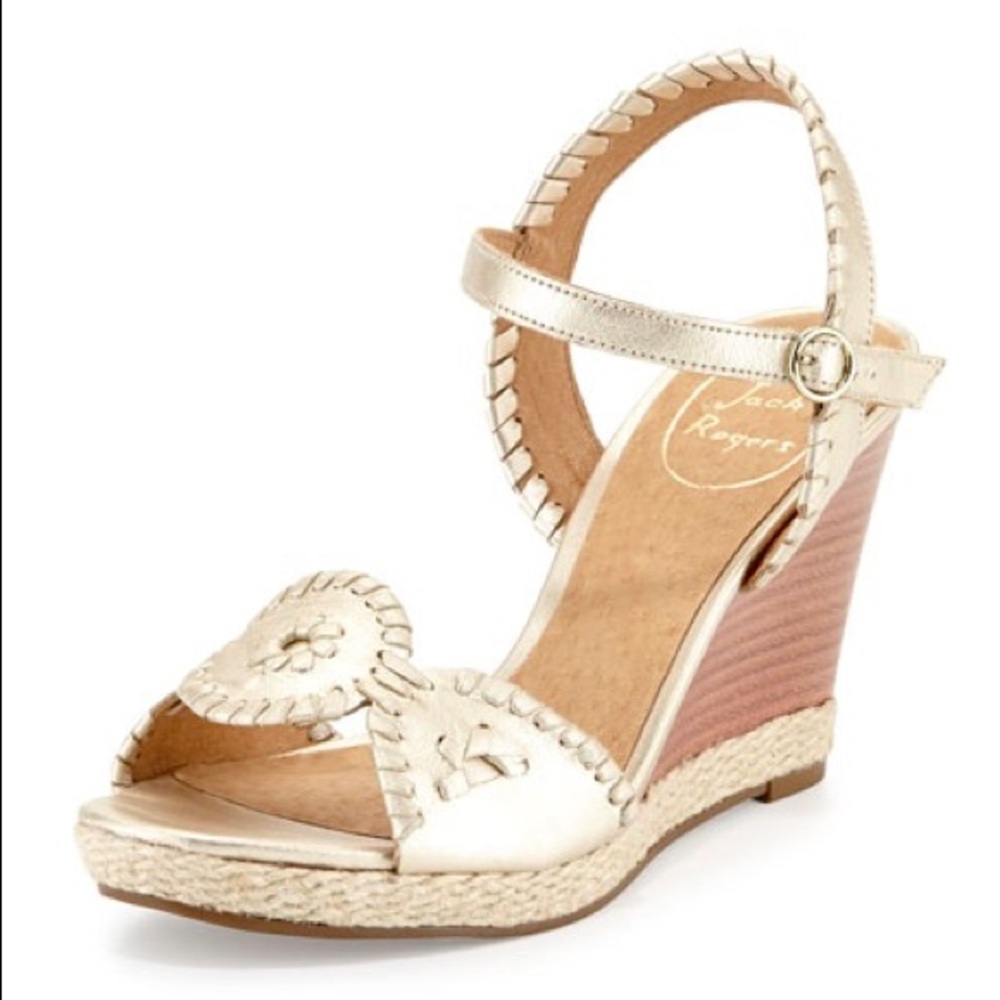 Jack Rogers Clare Wedge Platinum Sandals